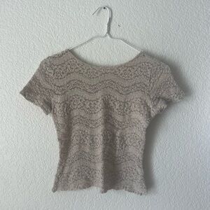 Sheer Nude Lace T Shirt Top